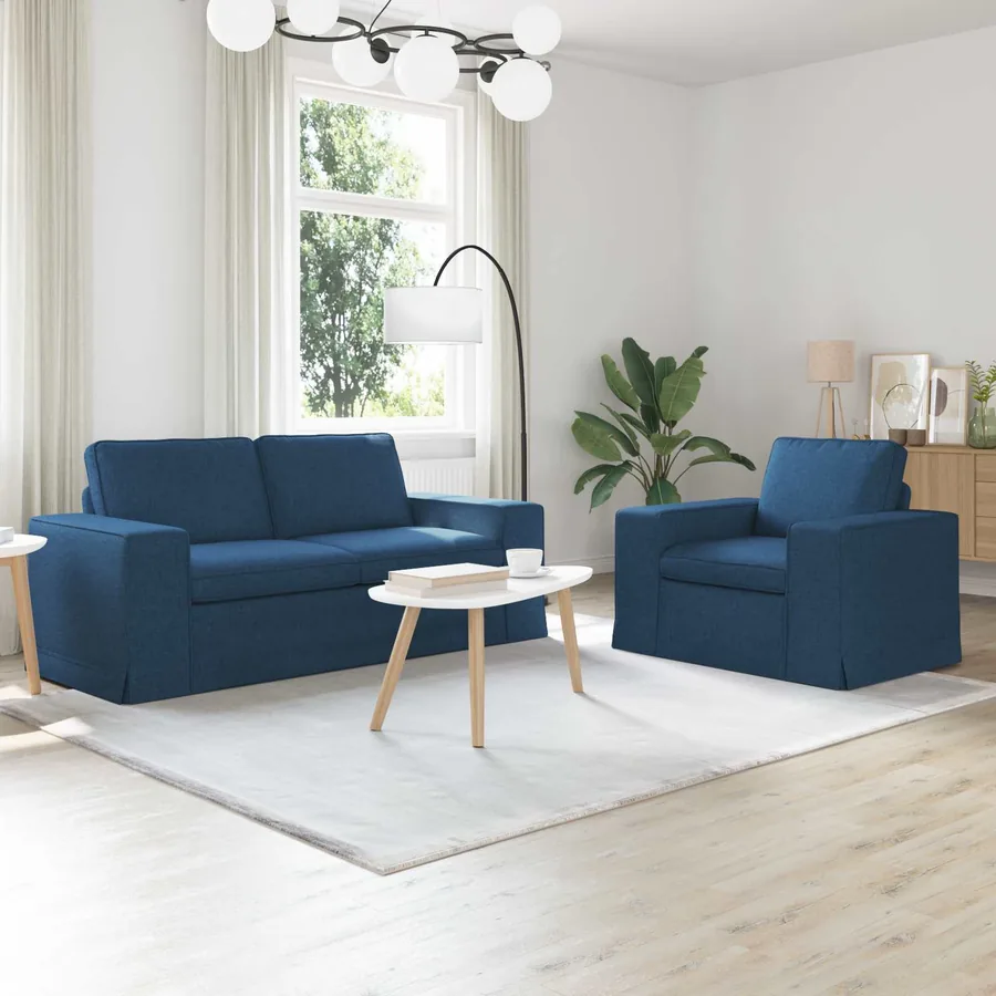 Ensemble de Canapés 2 pcs Bleu 182 x 80 x 82 cm tissu