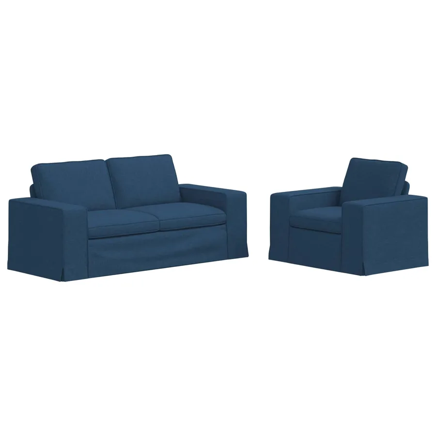 Ensemble de Canapés 2 pcs Bleu 182 x 80 x 82 cm tissu - 2
