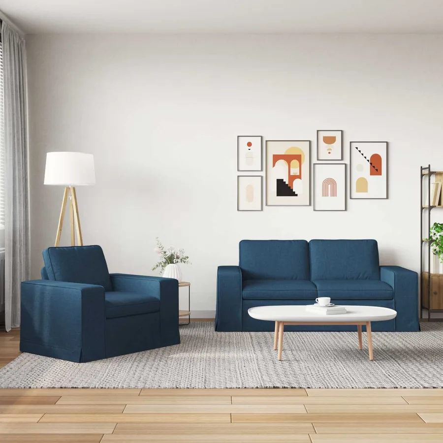 Ensemble de Canapés 2 pcs Bleu 182 x 80 x 82 cm tissu - 3