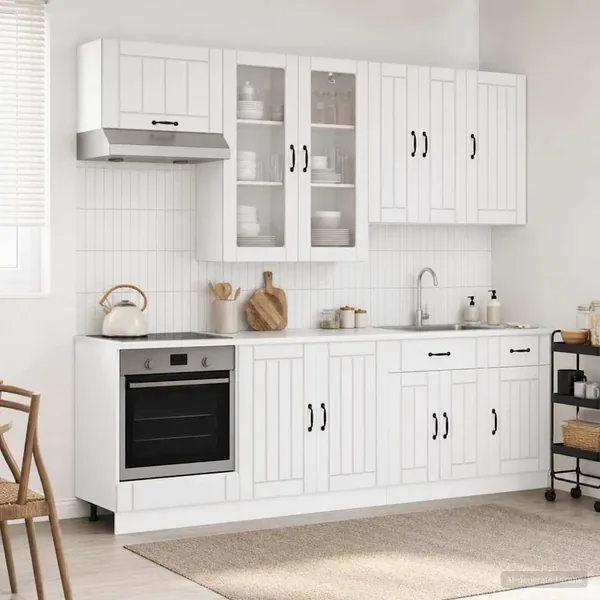 Unité de cuisine LUCCA 8 pcs Blanc brillant Bois d'ingénierie
