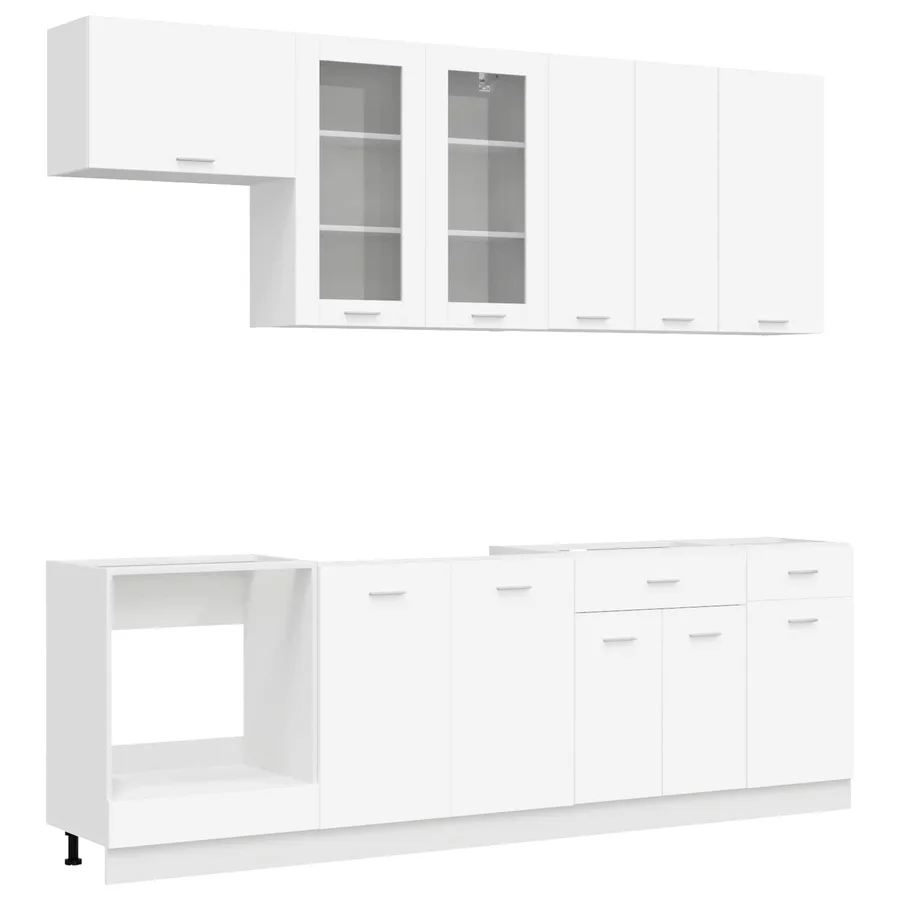 Unité de cuisine LYON 8 pcs Blanc Bois d'ingénierie - 2