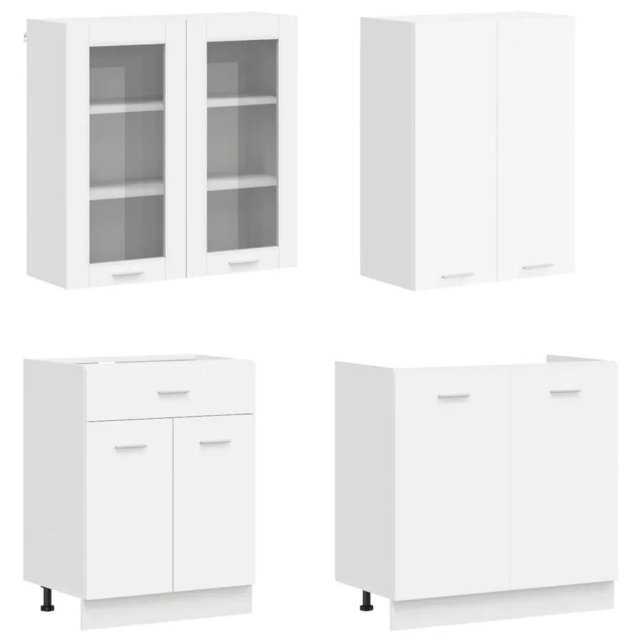 Unité de cuisine LYON 8 pcs Blanc Bois d'ingénierie - 3
