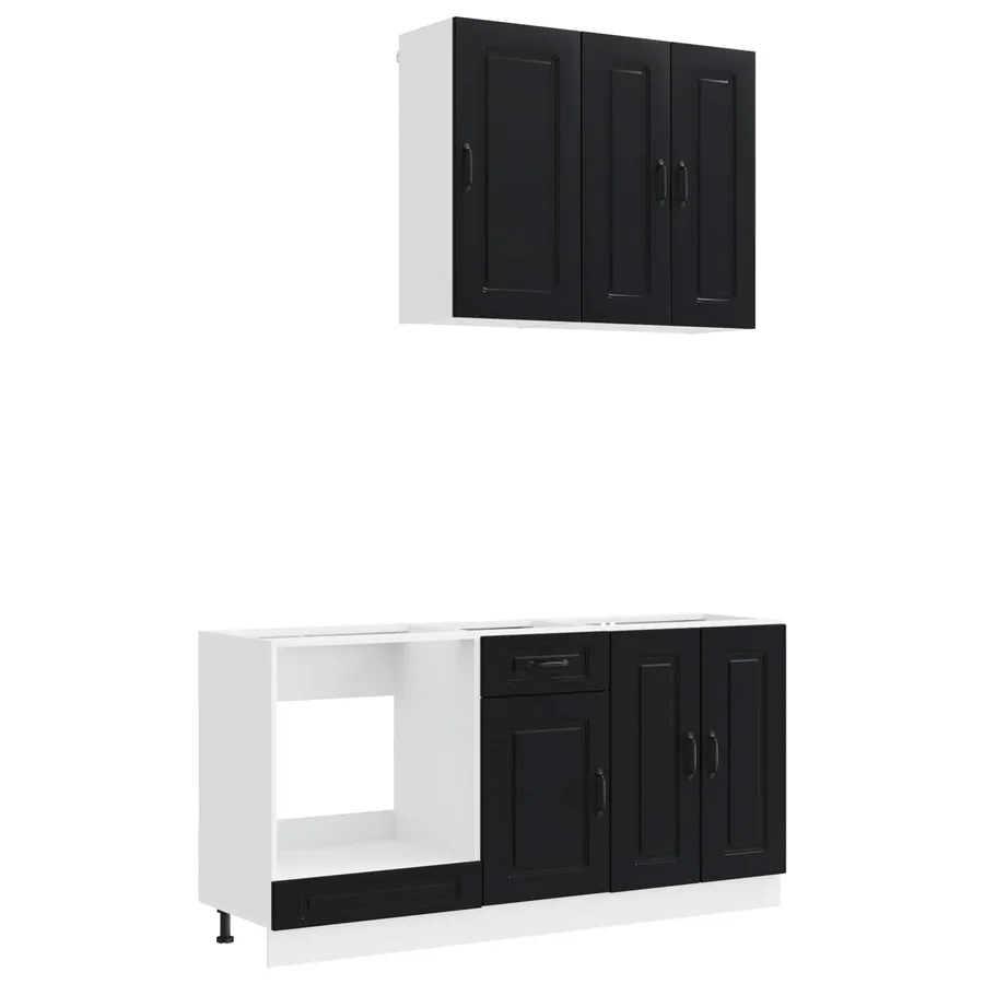 Unité de cuisine KALMAR 5 pcs Noir Bois d'ingénierie - 2