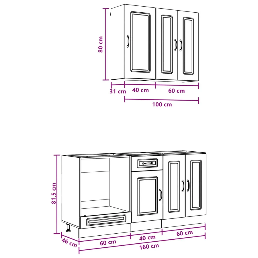 Unité de cuisine KALMAR 5 pcs Noir Bois d'ingénierie - 8