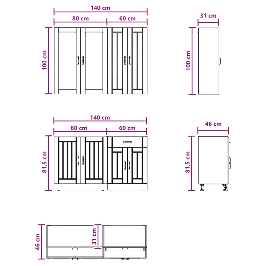 Unité de cuisine LUCCA 4 pcs Sonoma gris Bois d'ingénierie - 6