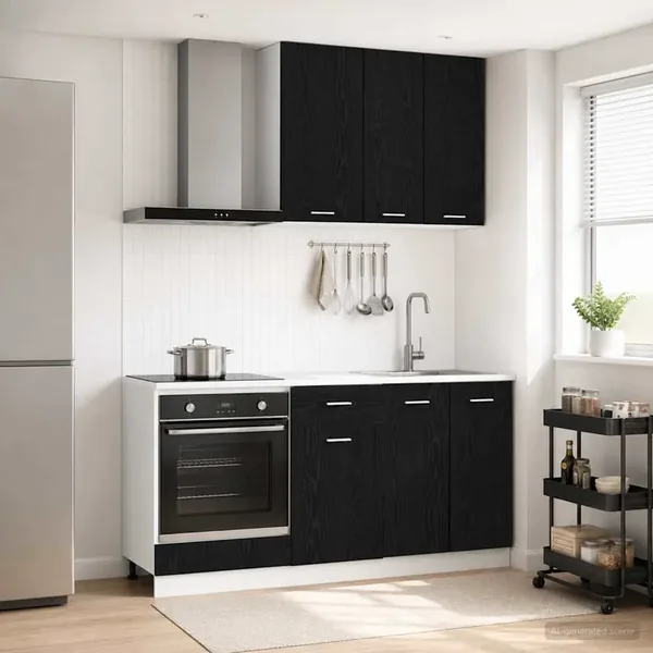 Unité de cuisine LYON 5 pcs Chêne noir Bois d'ingénierie