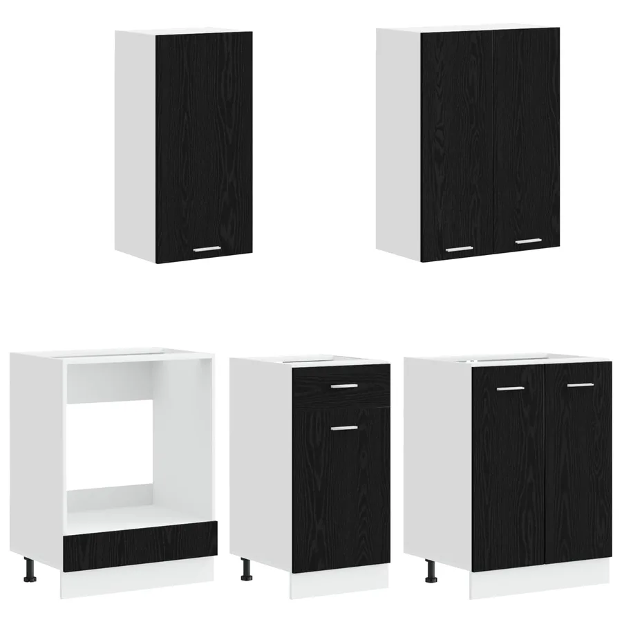 Unité de cuisine LYON 5 pcs Chêne noir Bois d'ingénierie - 3