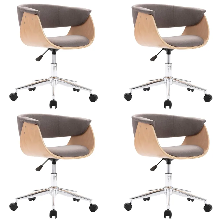Chaises pivotantes à manger lot de 4 taupe tissu - 2