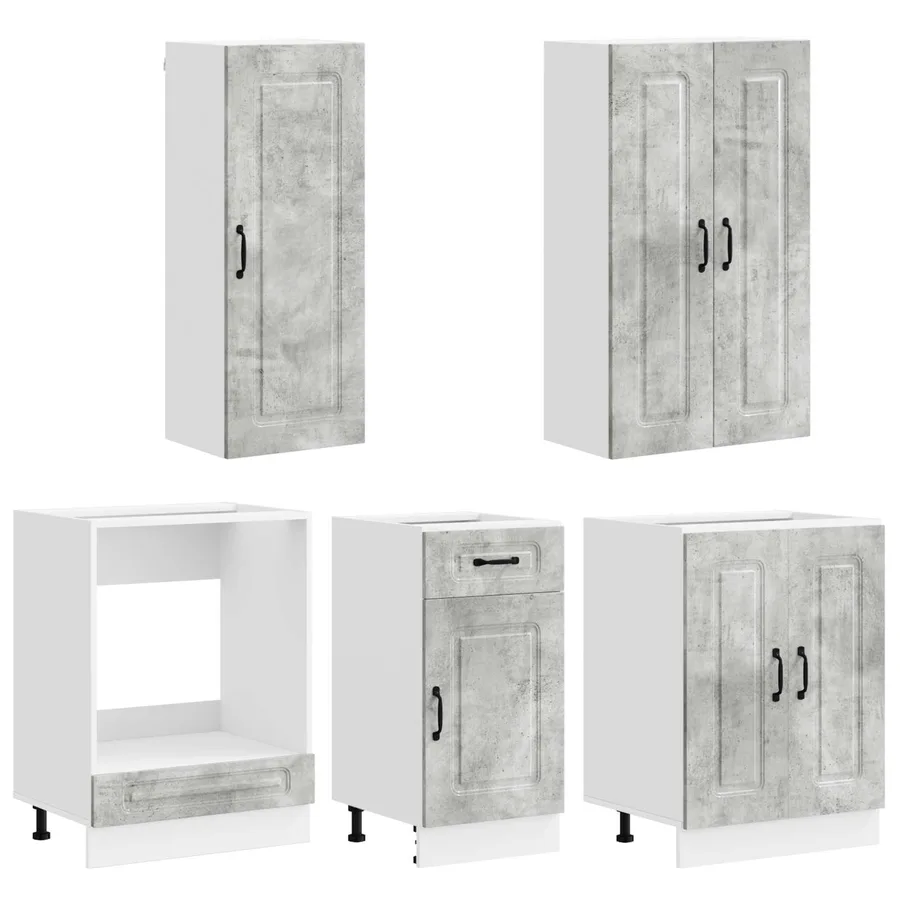 Unité de cuisine KALMAR 5 pcs Gris béton Bois d'ingénierie - 3