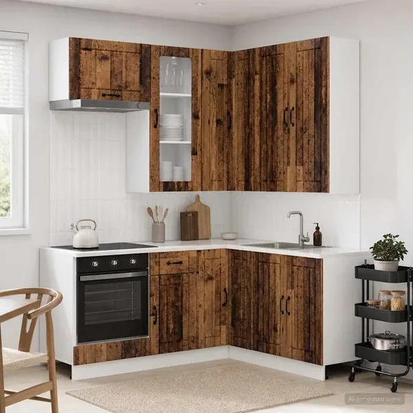Unité de cuisine LUCCA 8 pcs Bois ancien Bois d'ingénierie