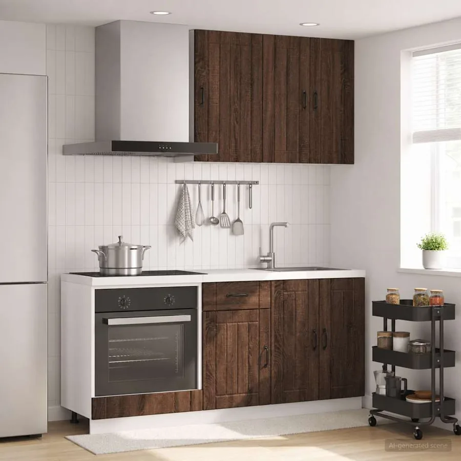 Unité de cuisine LUCCA 5 pcs Chêne brun Bois d'ingénierie