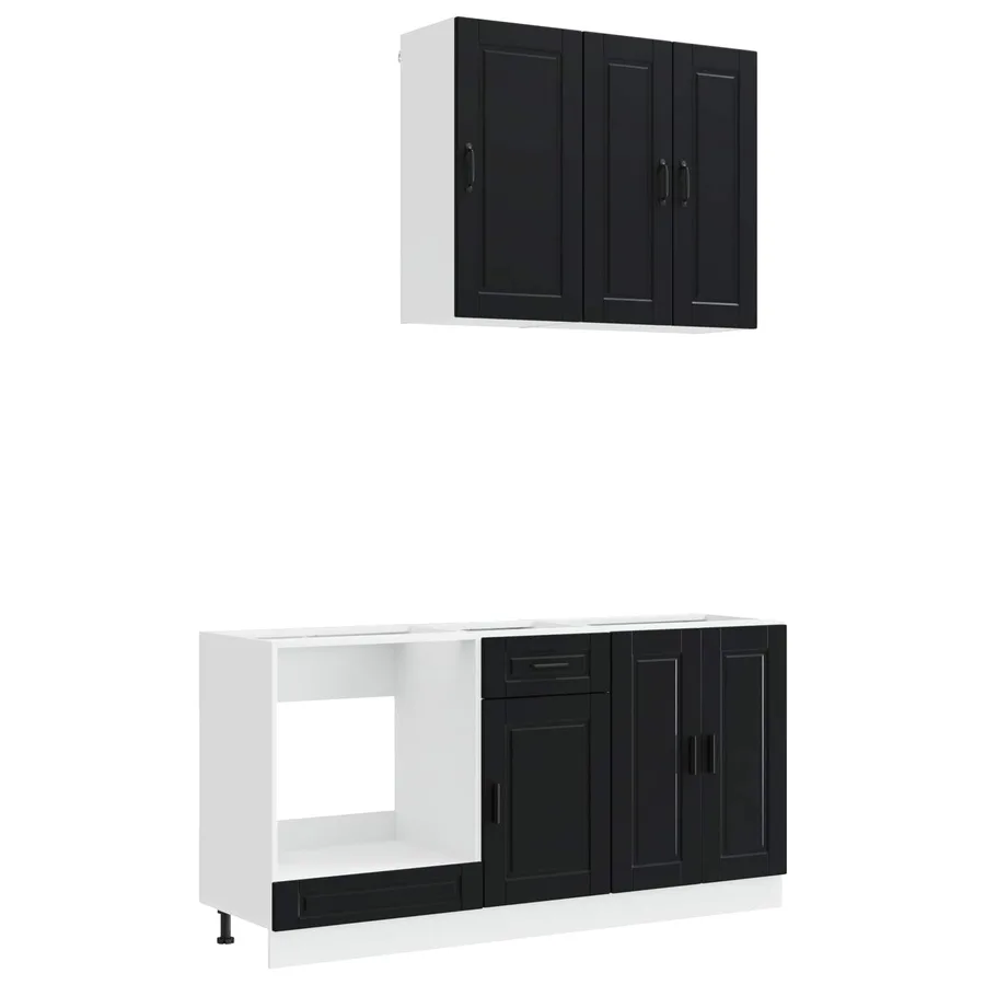Unité de cuisine PORTO 5 pcs Noir Bois d'ingénierie - 2