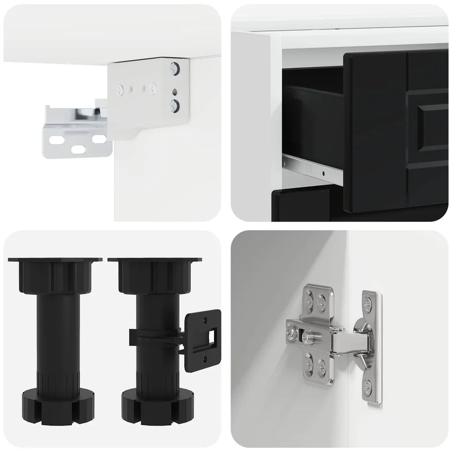 Unité de cuisine PORTO 5 pcs Noir Bois d'ingénierie - 4