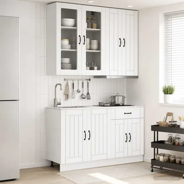 Unité de cuisine LUCCA 4 pcs Blanc Bois d'ingénierie