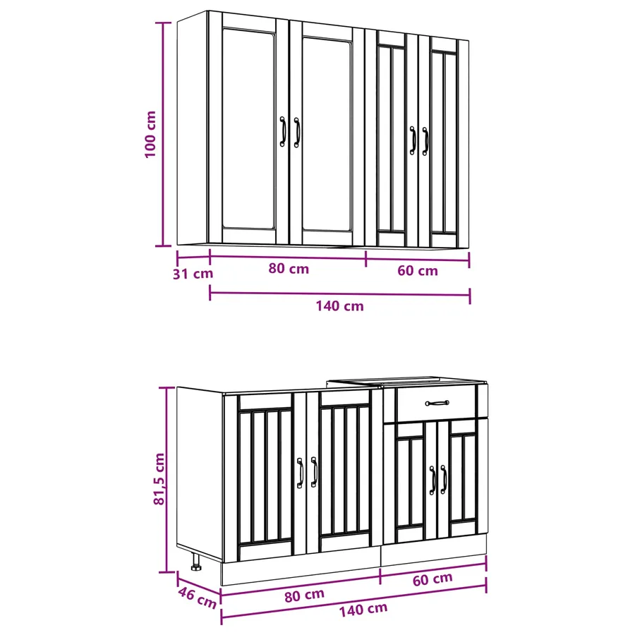 Unité de cuisine LUCCA 4 pcs Blanc Bois d'ingénierie - 7