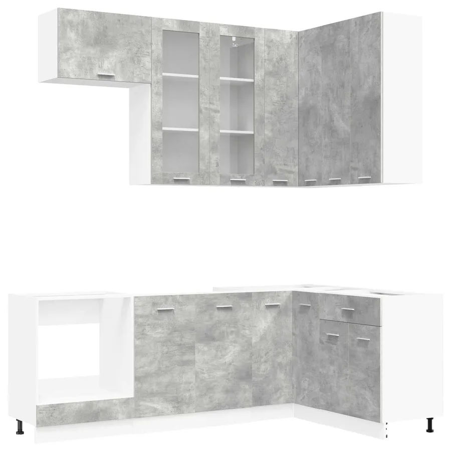 Unité de cuisine LYON 8 pcs Gris béton Bois d'ingénierie - 2
