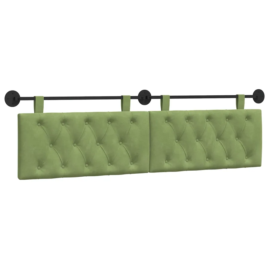 Tête de lit suspendue Avec lumière LED Vert clair Velours - 2