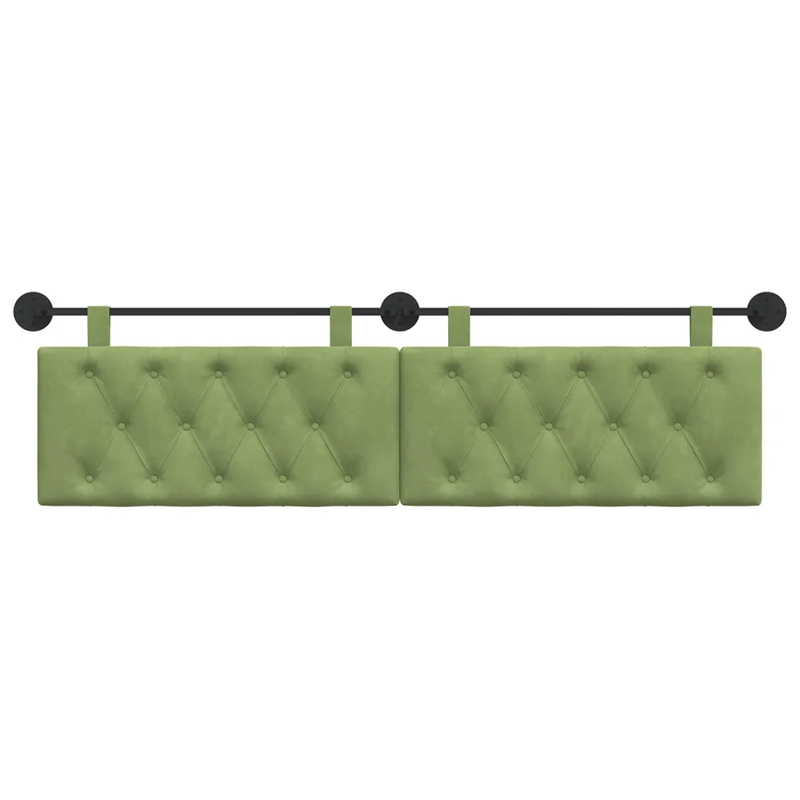 Tête de lit suspendue Avec lumière LED Vert clair Velours - 5