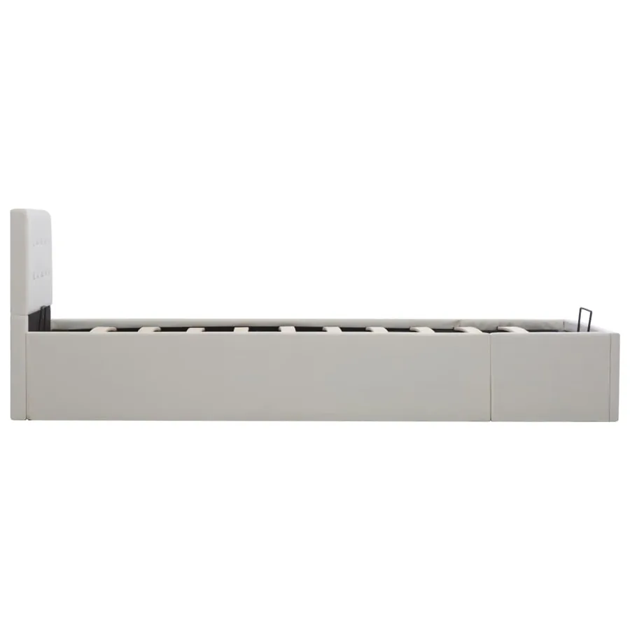 Cadre de lit à rangement hydraulique Blanc Similicuir 90x200 cm - 5