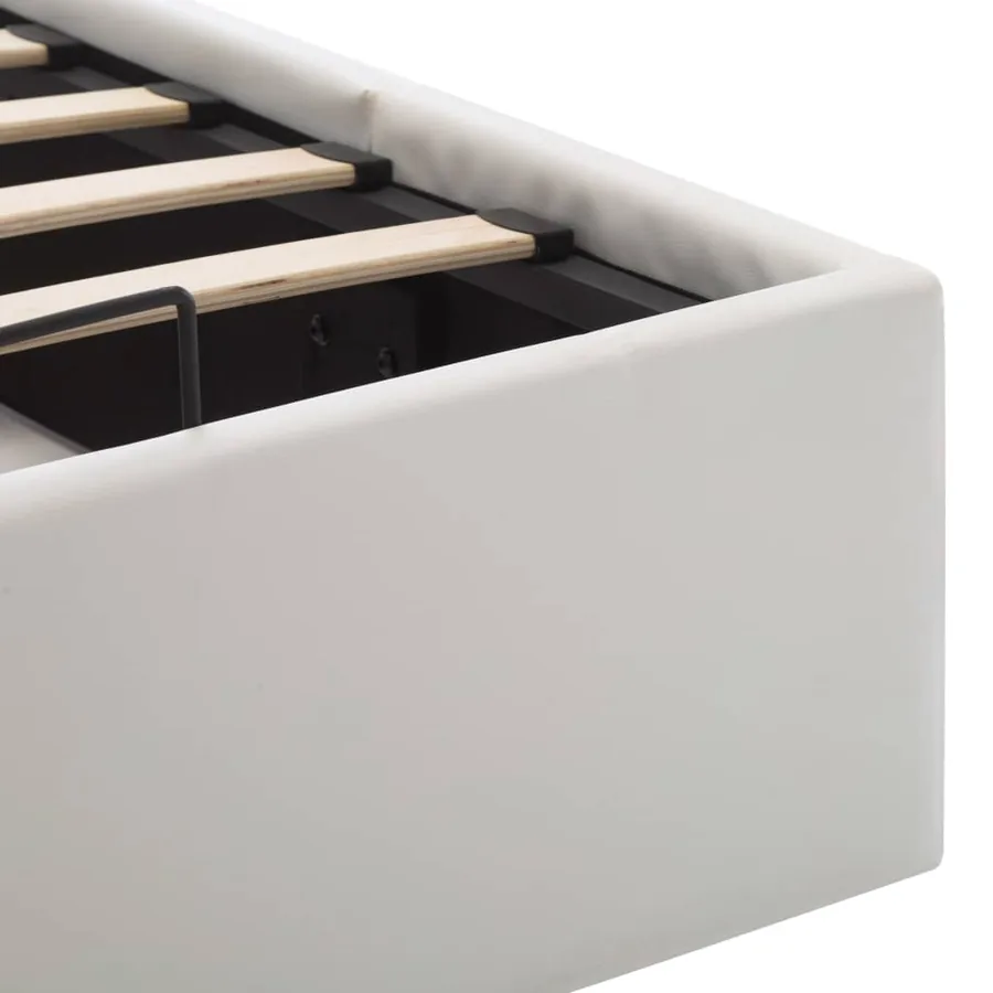 Hydraulic Storage Bed Frame White Faux Leather 90x200 cm - 9