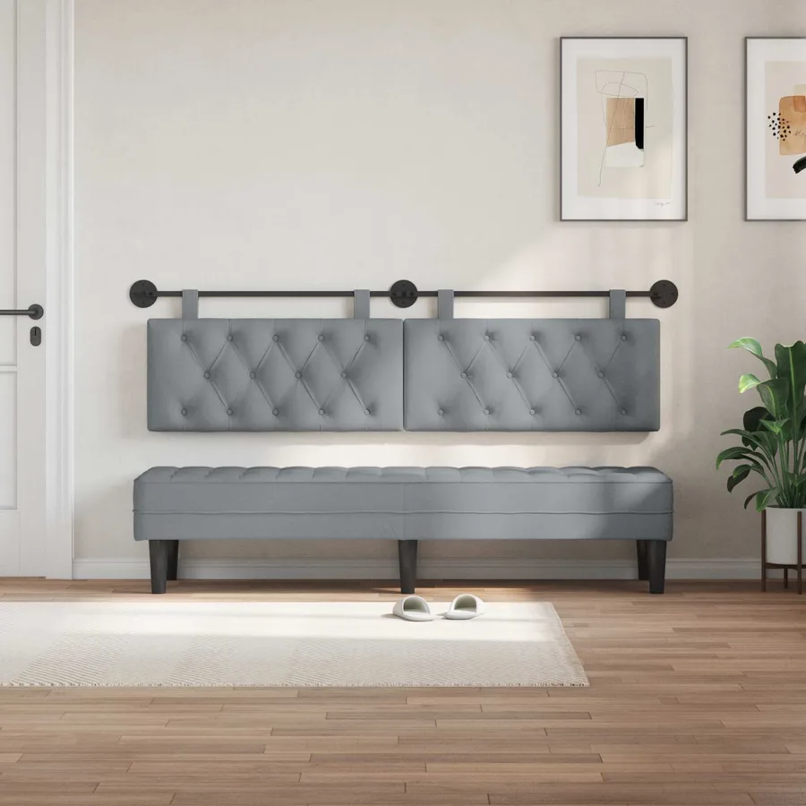 Tête de lit suspendue Gris clair Tissu - 3