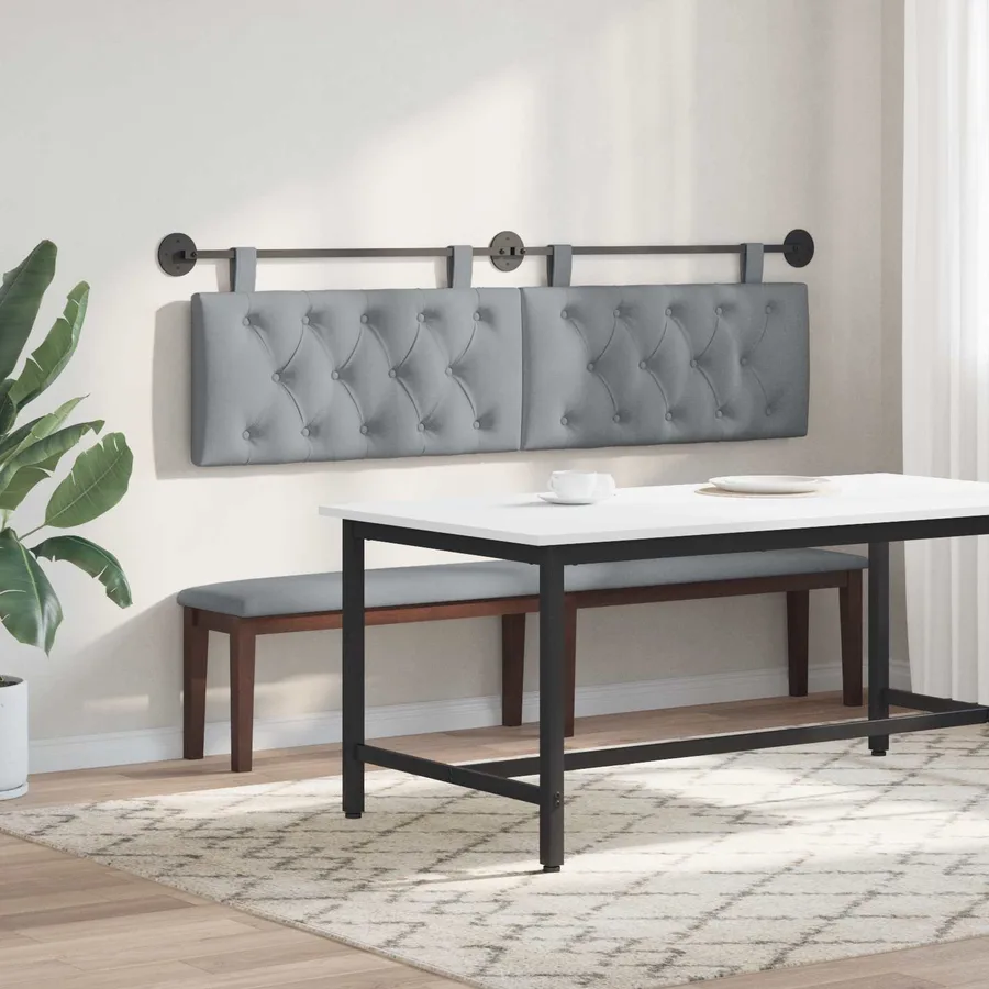 Tête de lit suspendue Gris clair Tissu - 4