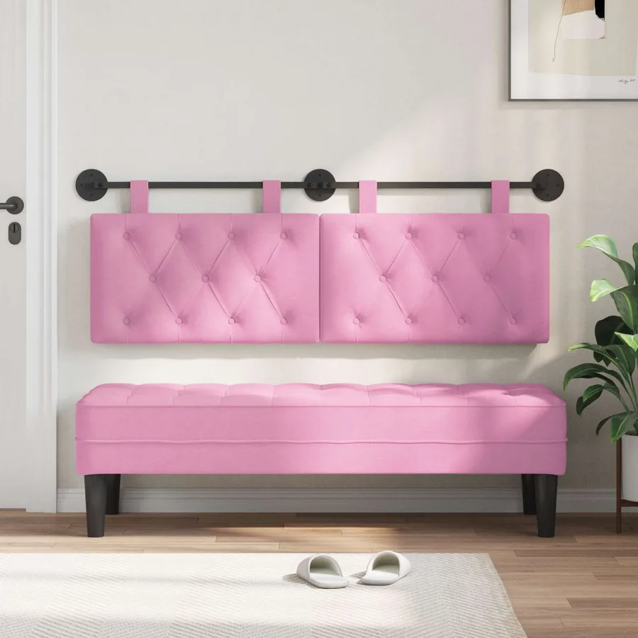 Tête de lit suspendue Rose Tissu - 3
