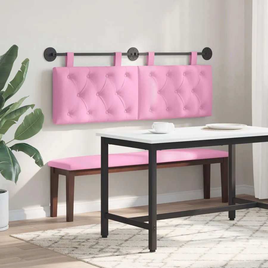 Tête de lit suspendue Rose Tissu - 4