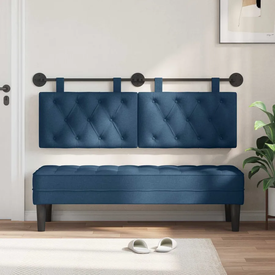 Tête de lit suspendue Bleu Tissu - 3