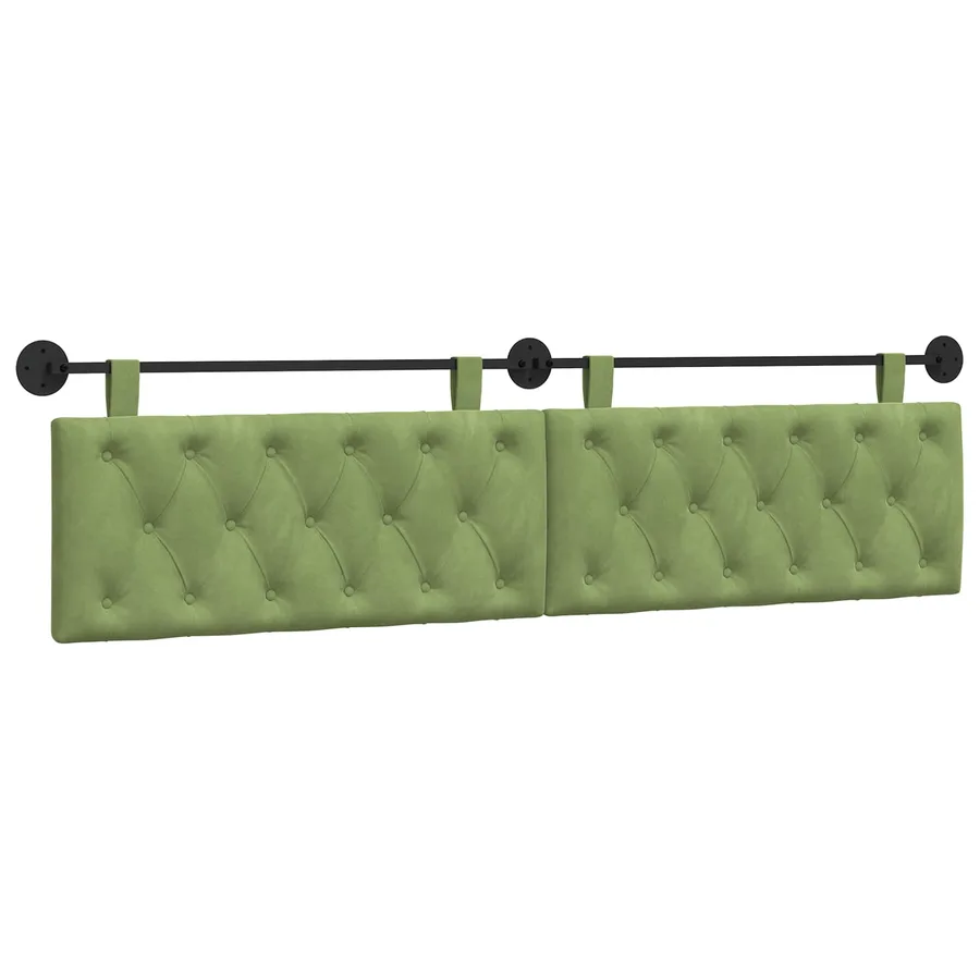 Tête de lit suspendue Avec lumière LED Vert clair Velours - 2