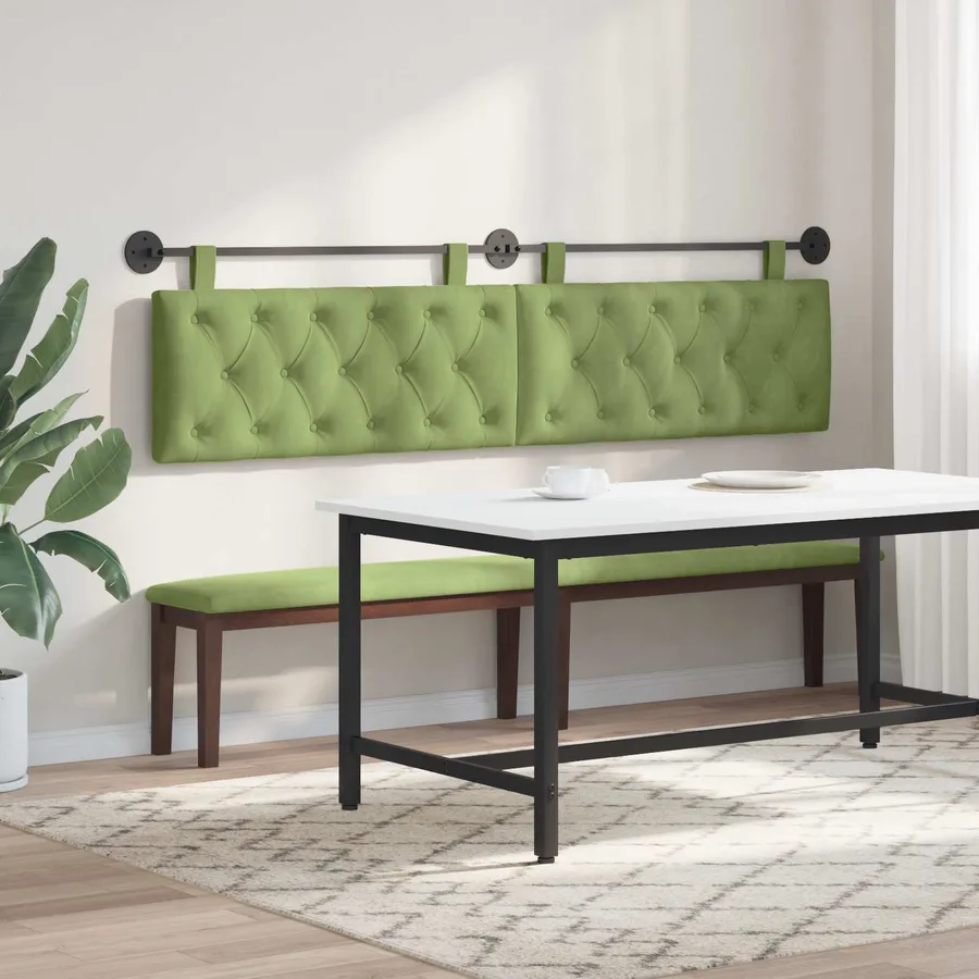 Tête de lit suspendue Avec lumière LED Vert clair Velours - 4