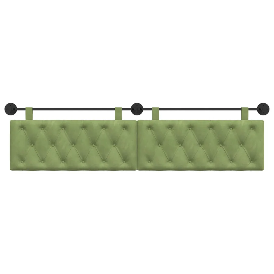 Tête de lit suspendue Avec lumière LED Vert clair Velours - 5