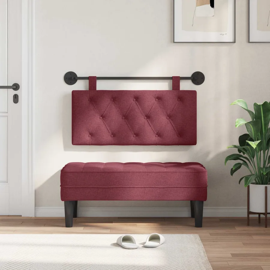 Tête de lit suspendue Bordeaux Tissu - 3
