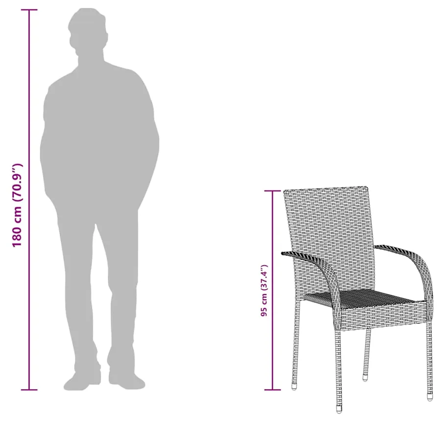 Chaises empilables d'extérieur lot de 2 Résine tressée Noir - 11
