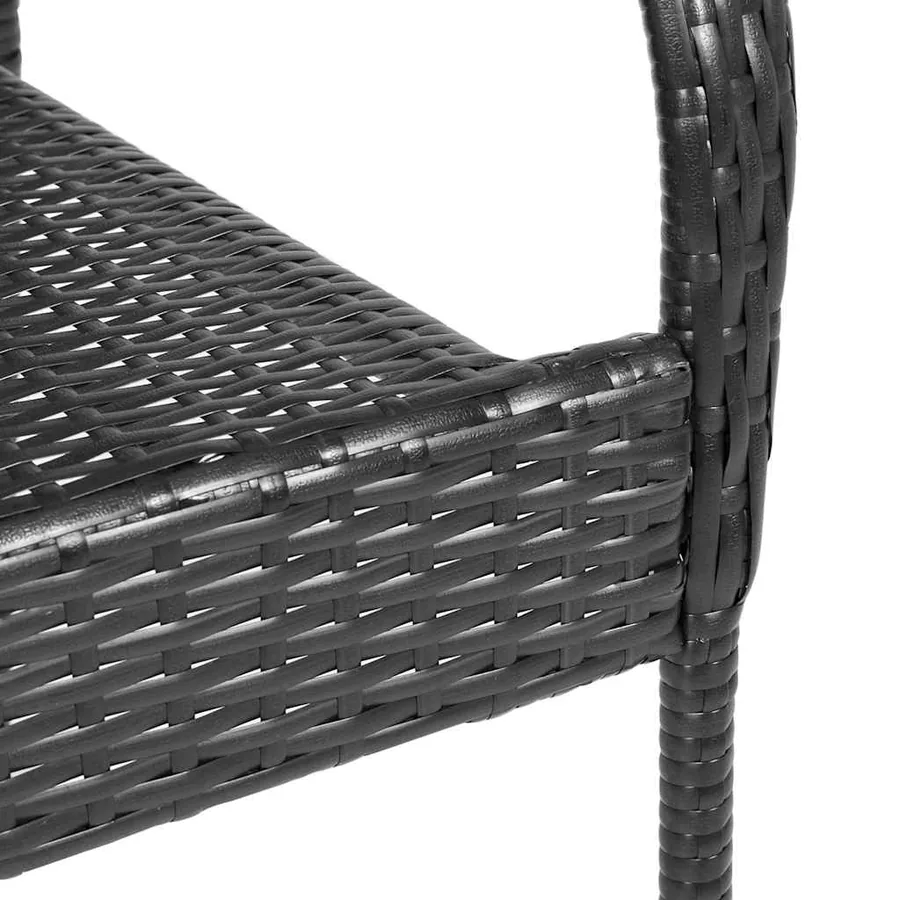 Outdoor Stacking Chairs Set of 2 Black Poly Rattan - 8