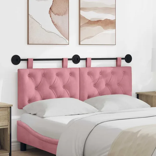 Tête de lit suspendue Avec lumière LED Rose Velours