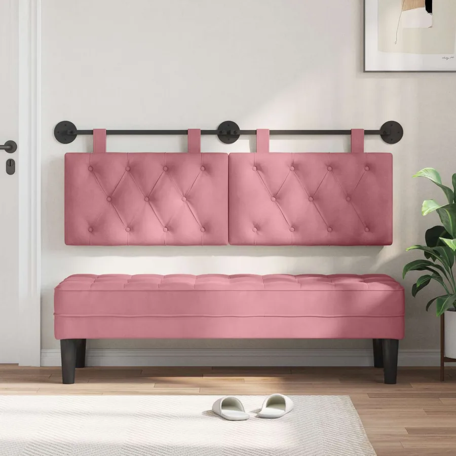 Tête de lit suspendue Avec lumière LED Rose Velours - 3