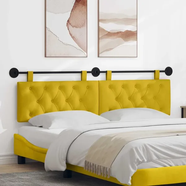 Tête de lit suspendue Avec lumière LED Jaune Velours