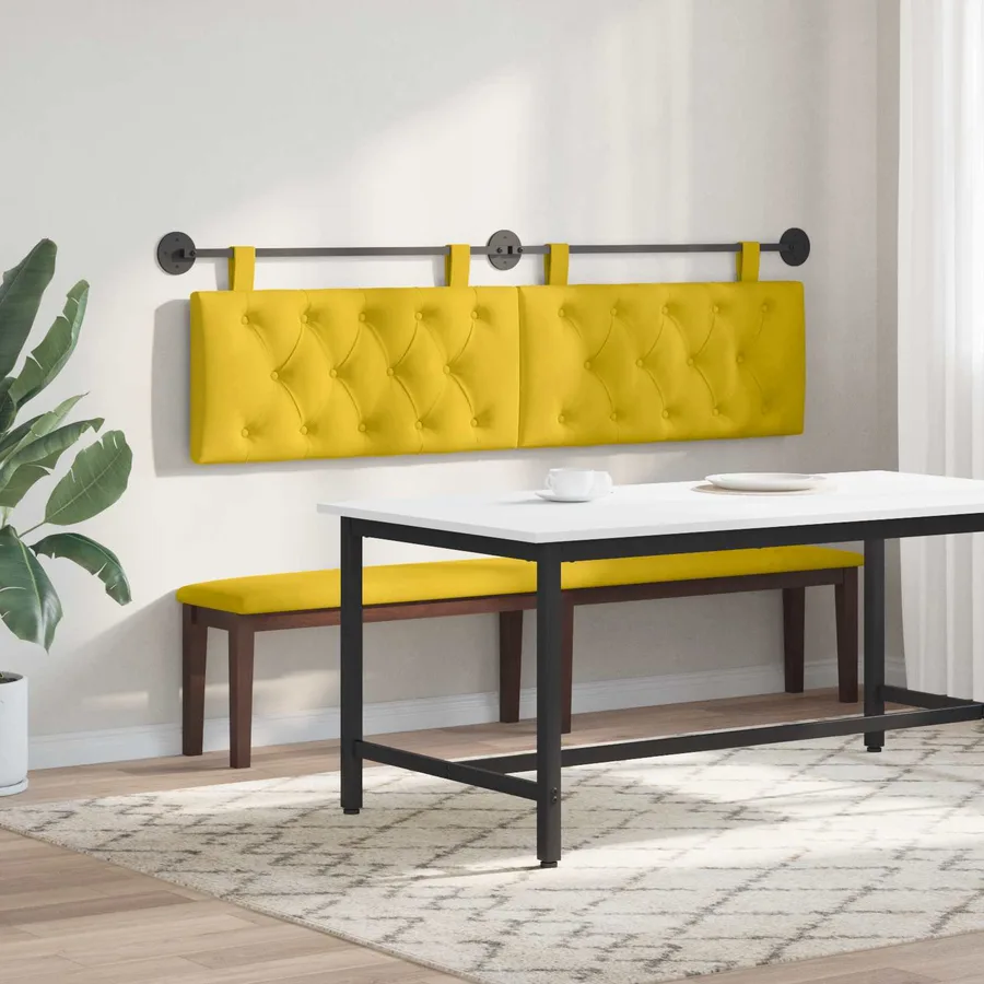 Tête de lit suspendue Avec lumière LED Jaune Velours - 4