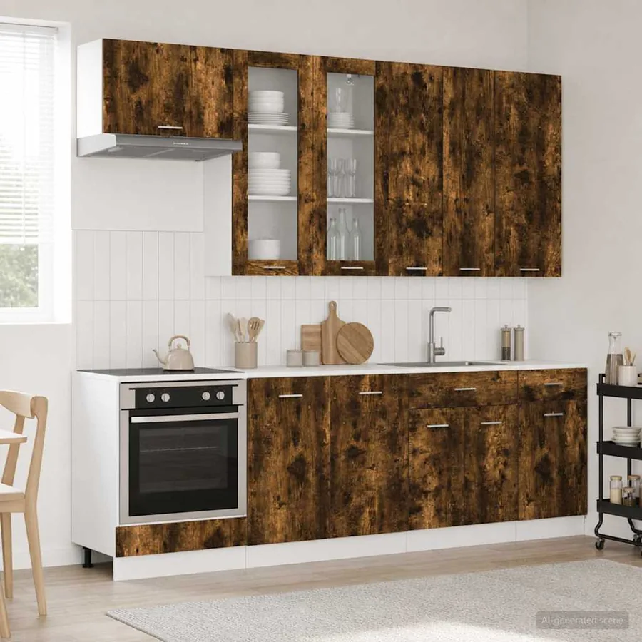 Unité de cuisine LYON 8 pcs Chêne fumé Bois d'ingénierie