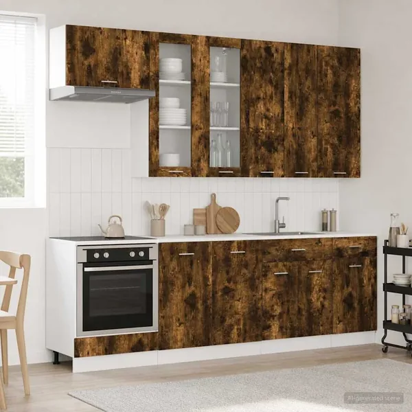 Unité de cuisine LYON 8 pcs Chêne fumé Bois d'ingénierie