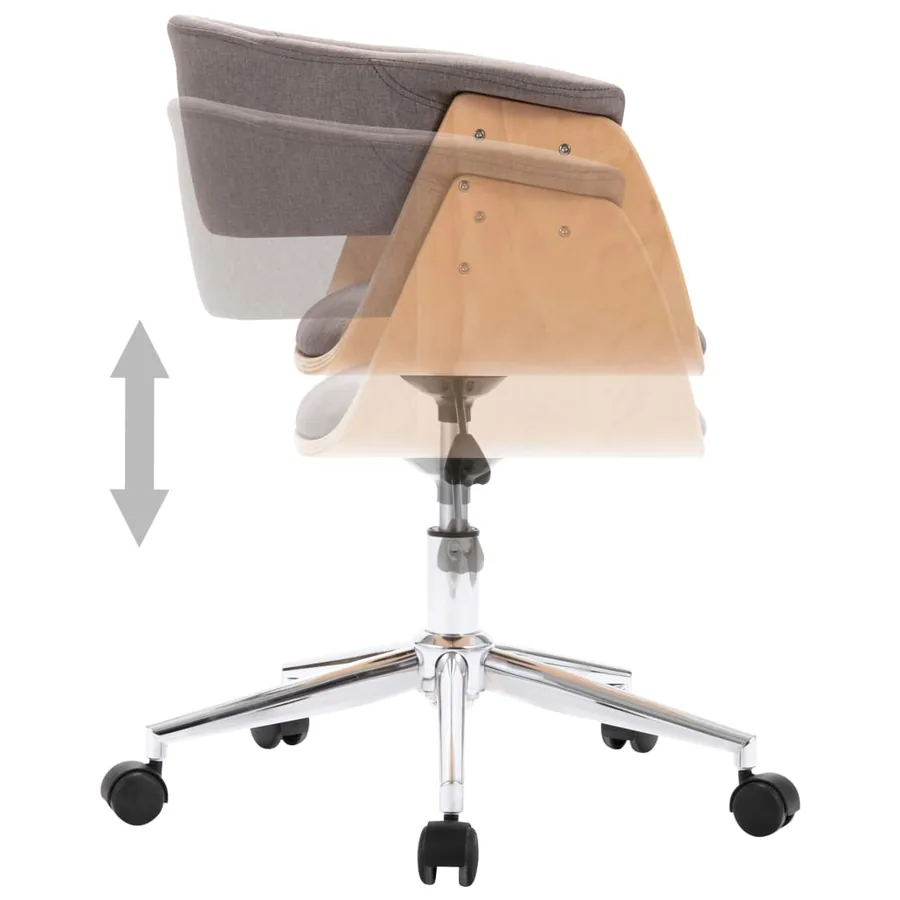 Chaise pivotante à manger Taupe Bois courbé et tissu - 5