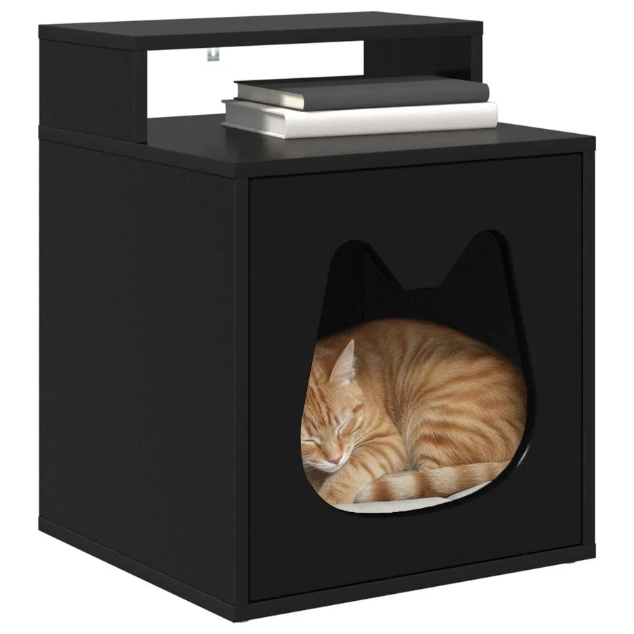 Maison pour chat Noir 42,5 x 40 x 53,5 cm Bois d'ingénierie - 3