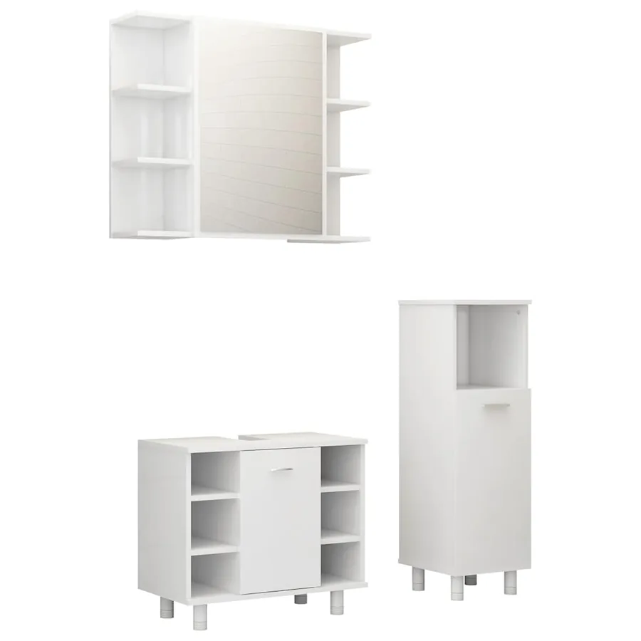 Ensemble de meubles de bain 3 pcs Blanc Bois d'ingénierie - 2