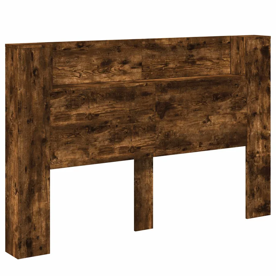 Cabinet de Tête de Lit avec LED Chêne Fumé Bois d'ingénierie - 2