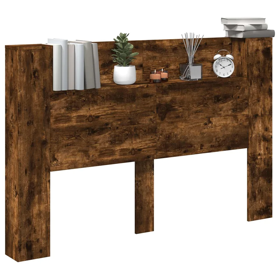 Cabinet de Tête de Lit avec LED Chêne Fumé Bois d'ingénierie - 3