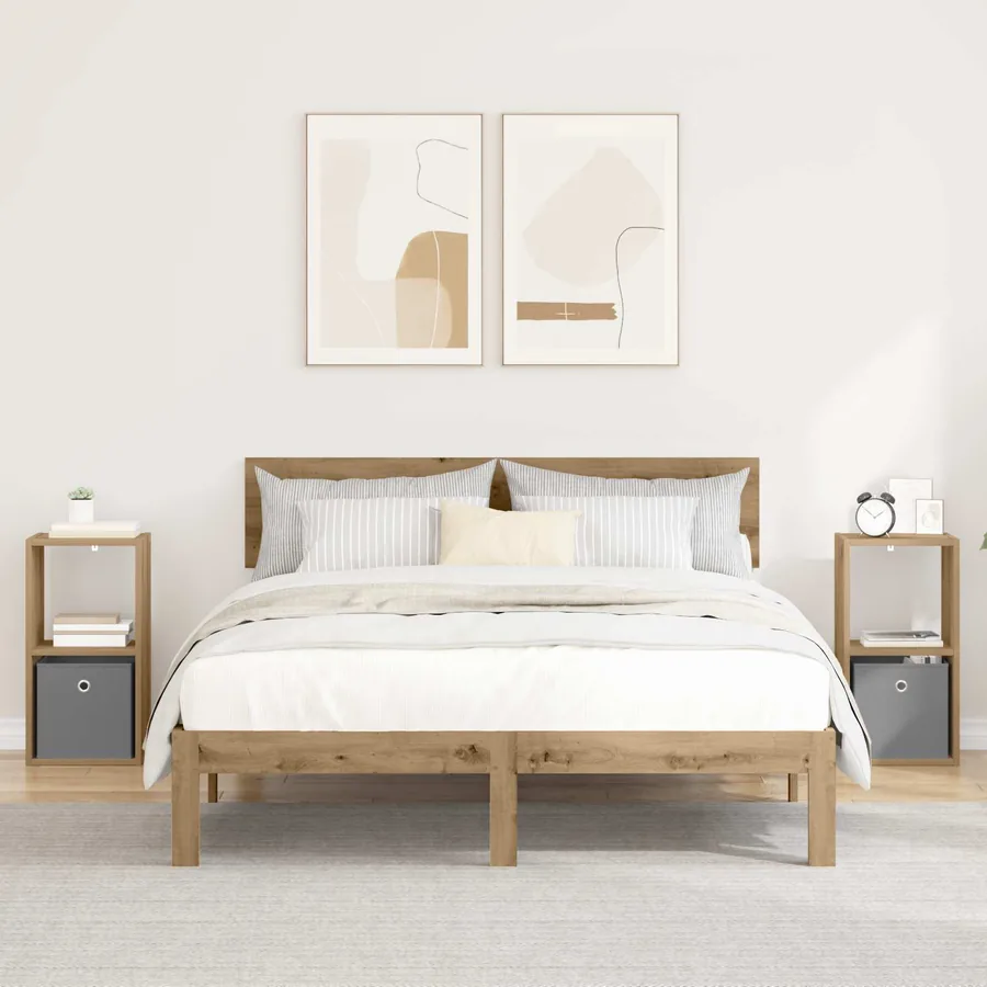 Table de chevet 2 pc Chêne artisanal 30,5 x 27 x 59,5 cm