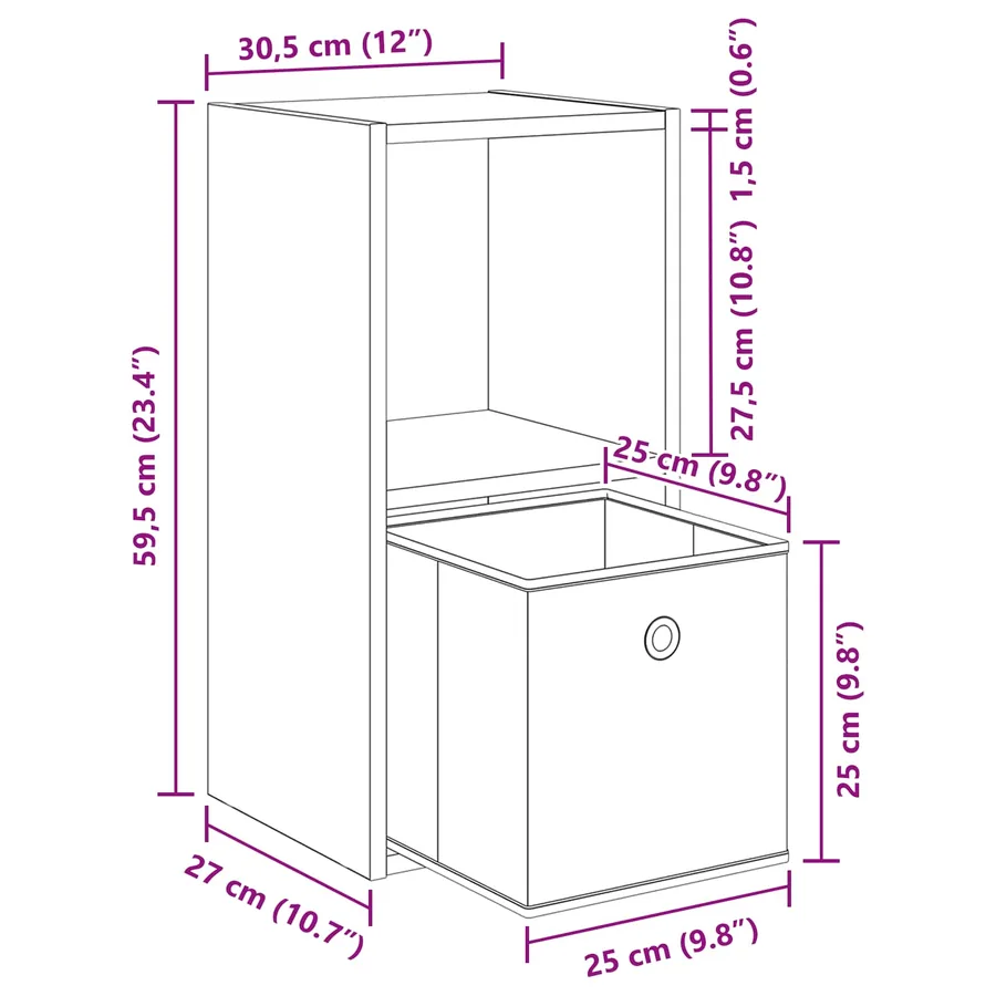 Table de chevet 2 pc Chêne artisanal 30,5 x 27 x 59,5 cm - 13