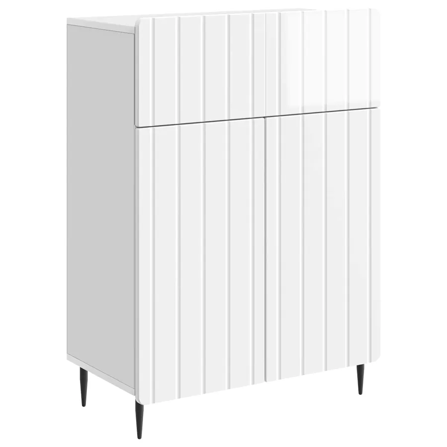 Buffet Blanc brillant 66 x 34,5 x 92 cm Bois d'ingénierie - 2