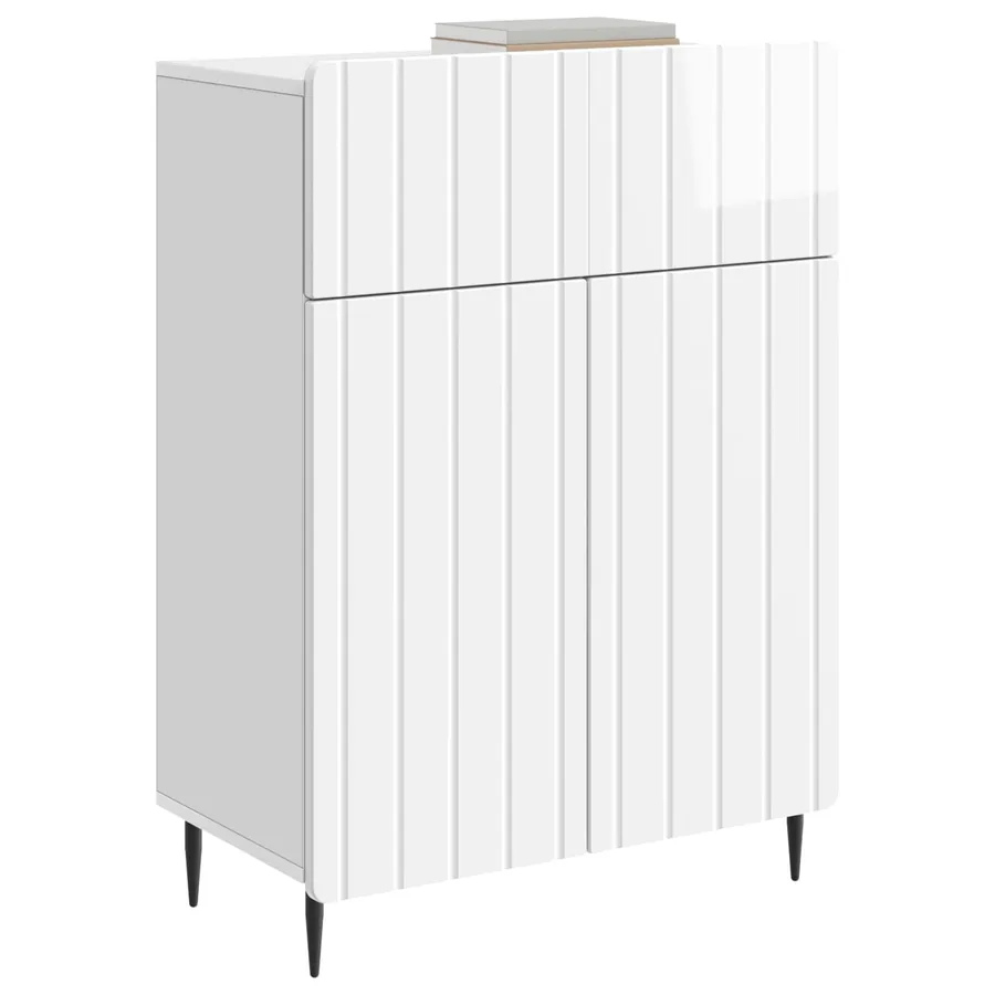 Buffet Blanc brillant 66 x 34,5 x 92 cm Bois d'ingénierie - 3